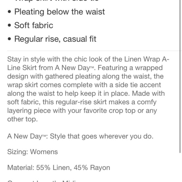Women's Linen Wrap A-Line Skirt - A New
Day Brown XS - Picture 5 of 6